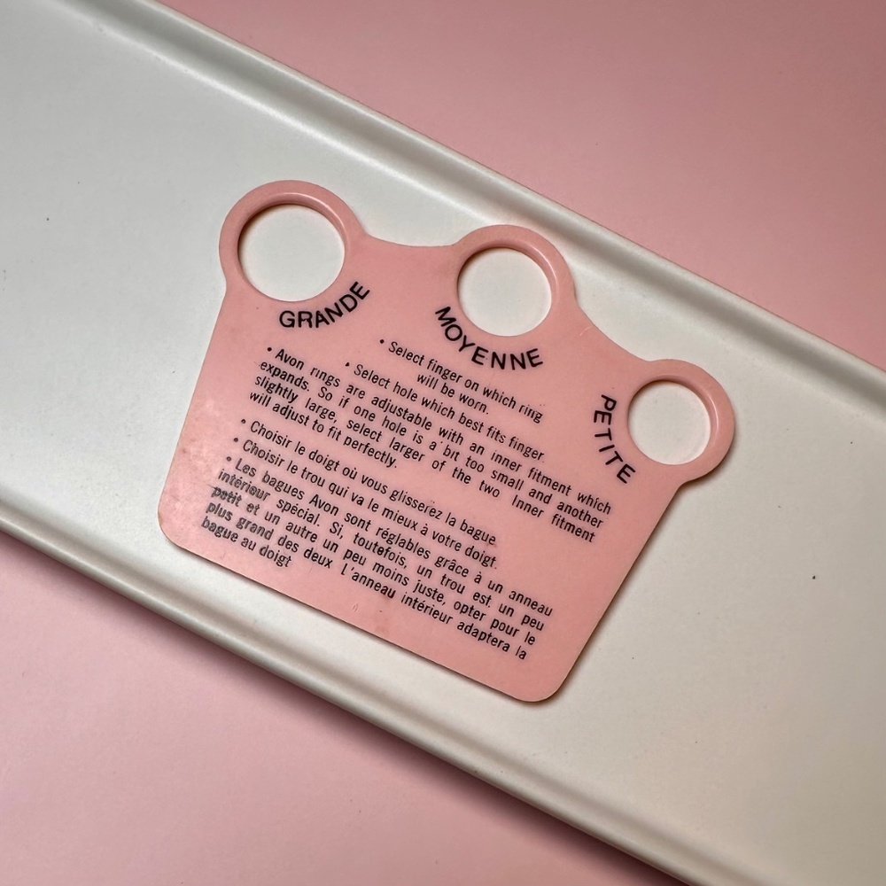 Vintage Avon Pink Ring Sizer Adjustable Ring Measuring Tool 1980s